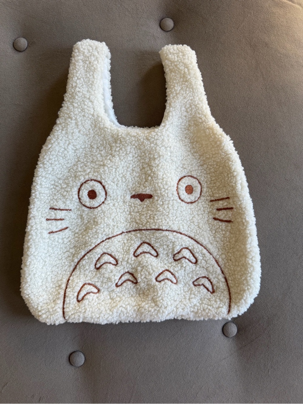 Cream Sherpa Character Bag - Cute Totoro-Inspired